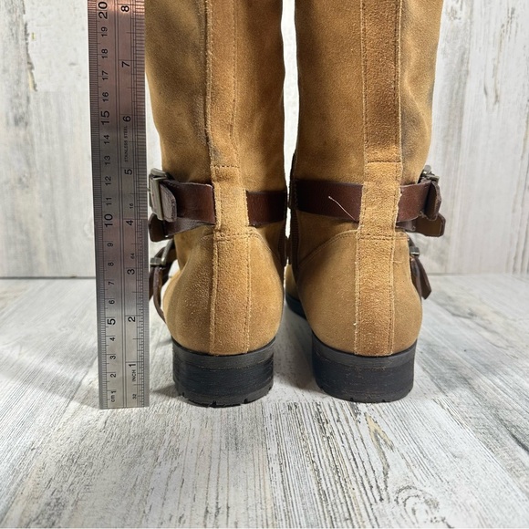 Marc Fisher Noreene Cognac Suede Knee-High Boots with Buckle Detail #819 - Picture 9 of 13